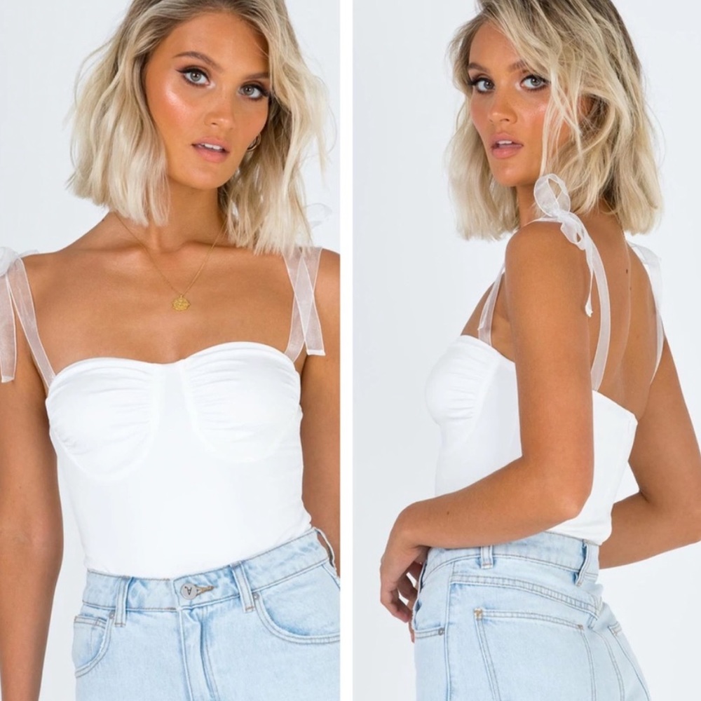 princess polly jena white sheer tie strap bodysuit white